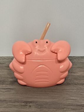 Pink Crab-Shaped Kids Water Bottle with Straw